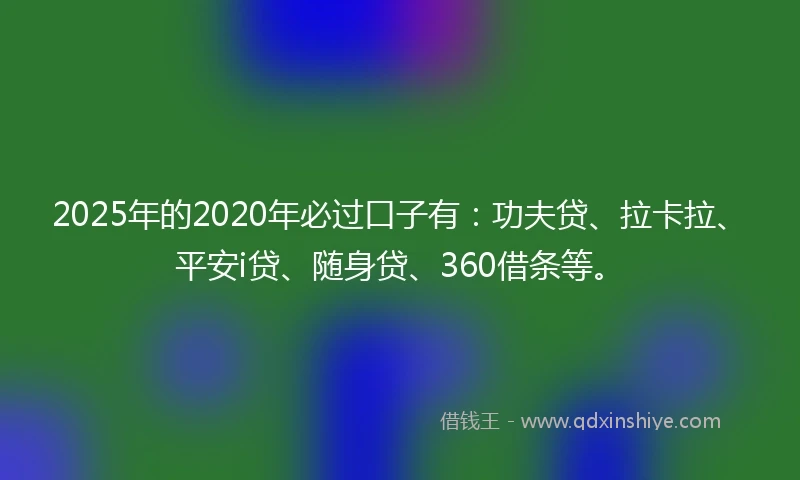 2025年的2020年必过口子有：功夫贷、拉卡拉、平安i贷、随身贷、360借条等。