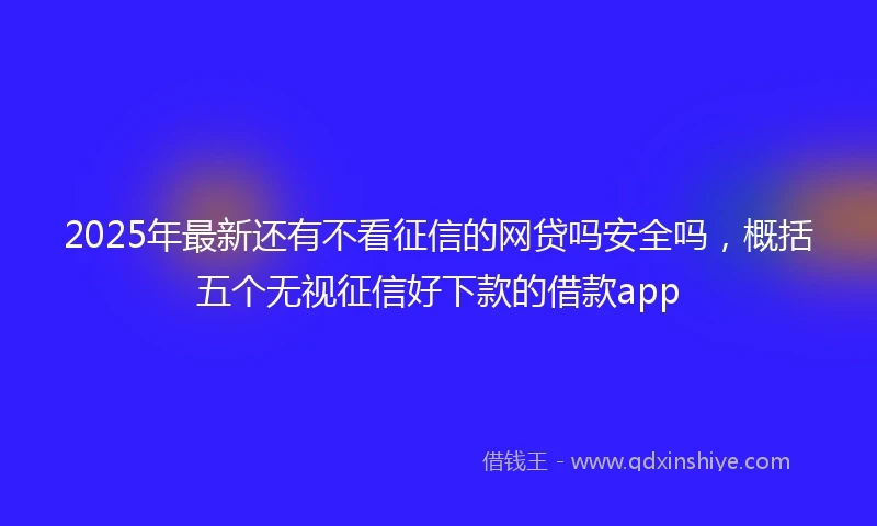 2025年最新还有不看征信的网贷吗安全吗，概括五个无视征信好下款的借款app