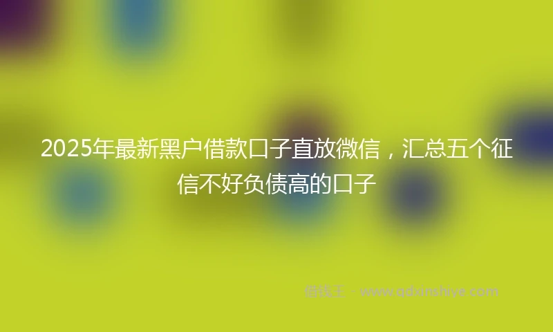 2025年最新黑户借款口子直放微信，汇总五个征信不好负债高的口子