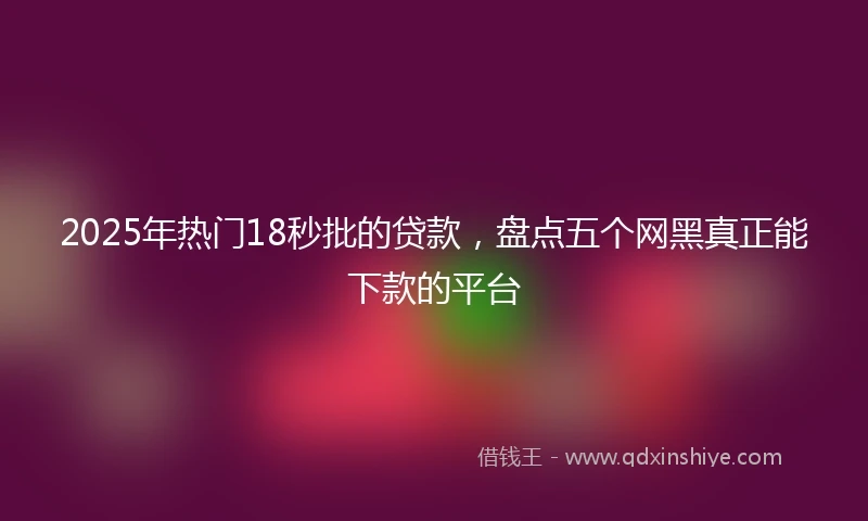 2025年热门18秒批的贷款，盘点五个网黑真正能下款的平台