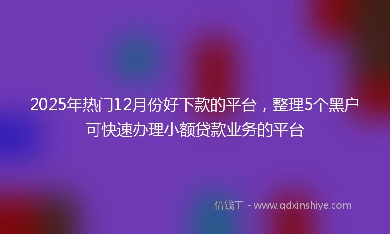 2025年热门12月份好下款的平台，整理5个黑户可快速办理小额贷款业务的平台