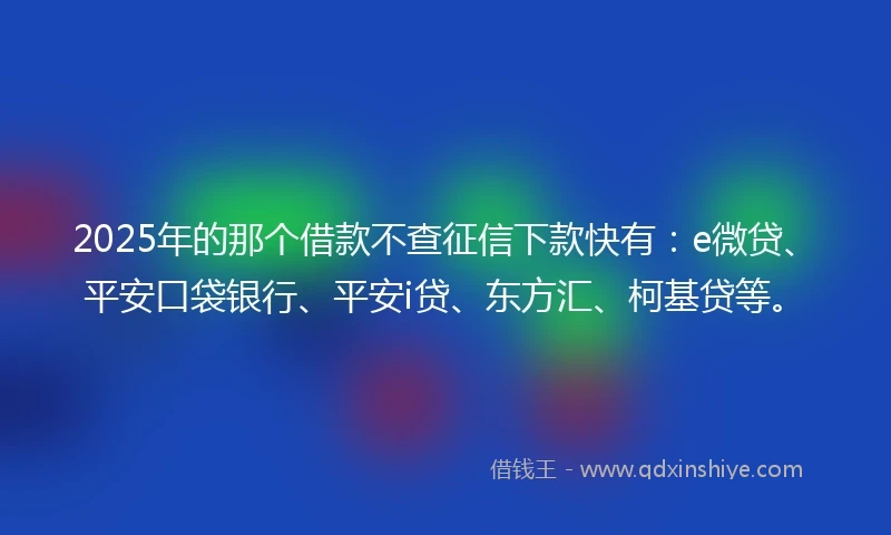 2025年的那个借款不查征信下款快有：e微贷、平安口袋银行、平安i贷、东方汇、柯基贷等。