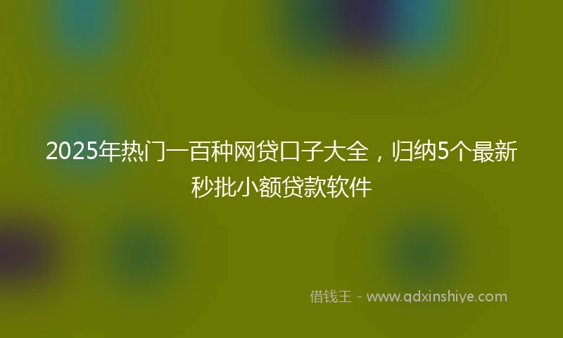 2025年热门一百种网贷口子大全，归纳5个最新秒批小额贷款软件