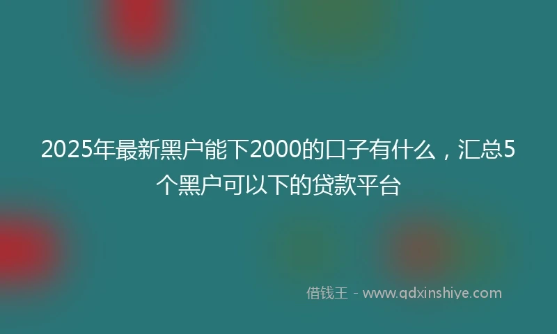 2025年最新黑户能下2000的口子有什么，汇总5个黑户可以下的贷款平台
