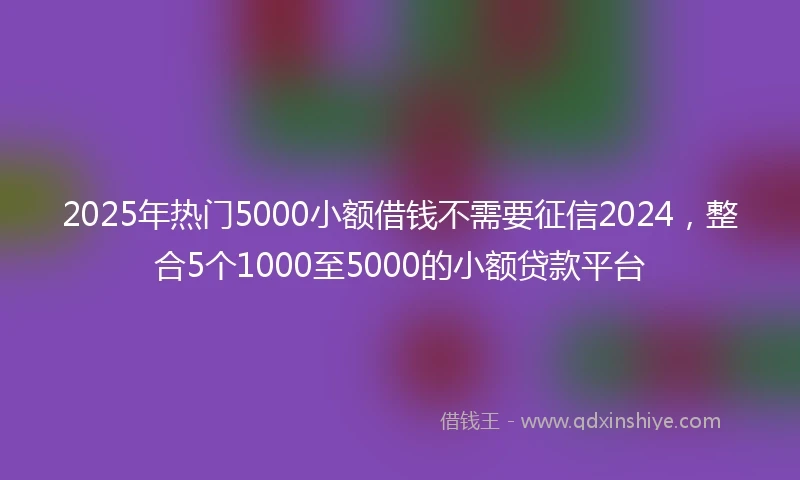 2025年热门5000小额借钱不需要征信2024，整合5个1000至5000的小额贷款平台