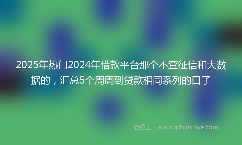 2025年热门2024年借款平台那个不查征信和大数据的，汇总5个周周到贷款相同系列的口子