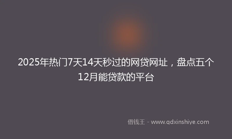 2025年热门7天14天秒过的网贷网址，盘点五个12月能贷款的平台