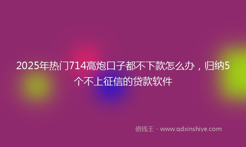 2025年热门714高炮口子都不下款怎么办，归纳5个不上征信的贷款软件