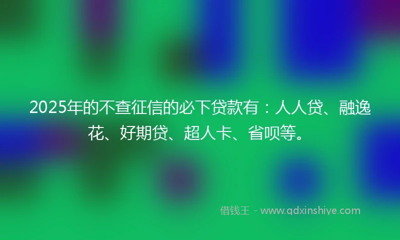 2025年的不查征信的必下贷款有：人人贷、融逸花、好期贷、超人卡、省呗等。