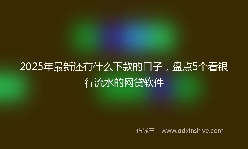 2025年最新还有什么下款的口子，盘点5个看银行流水的网贷软件
