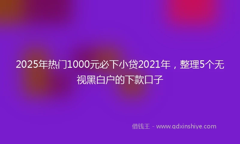 2025年热门1000元必下小贷2021年，整理5个无视黑白户的下款口子