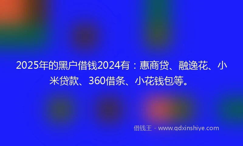 2025年的黑户借钱2024有：惠商贷、融逸花、小米贷款、360借条、小花钱包等。