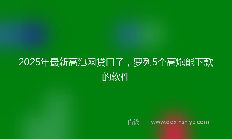 2025年最新高泡网贷口子，罗列5个高炮能下款的软件
