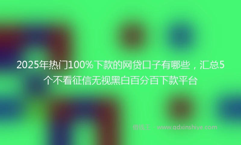 2025年热门100%下款的网贷口子有哪些，汇总5个不看征信无视黑白百分百下款平台