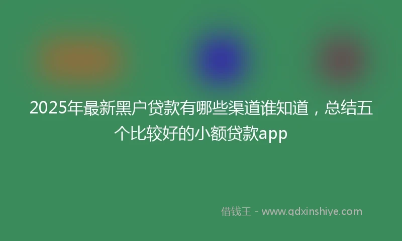 2025年最新黑户贷款有哪些渠道谁知道，总结五个比较好的小额贷款app