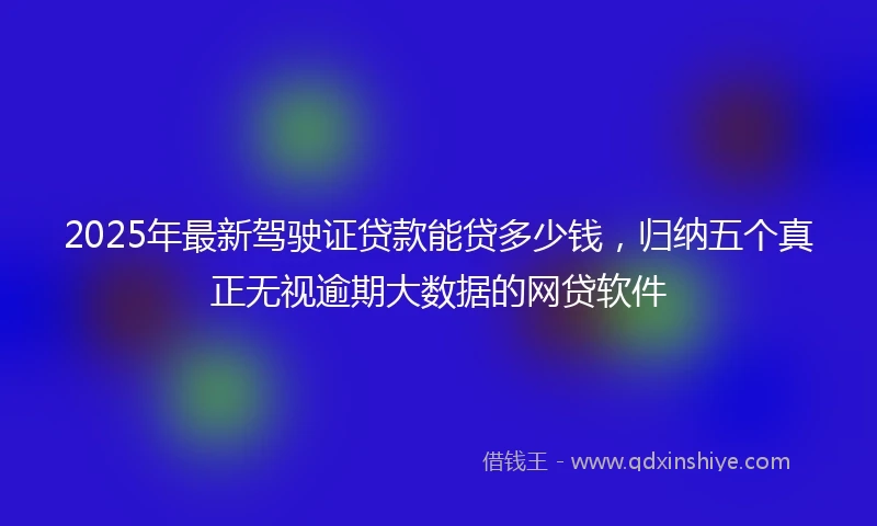 2025年最新驾驶证贷款能贷多少钱，归纳五个真正无视逾期大数据的网贷软件