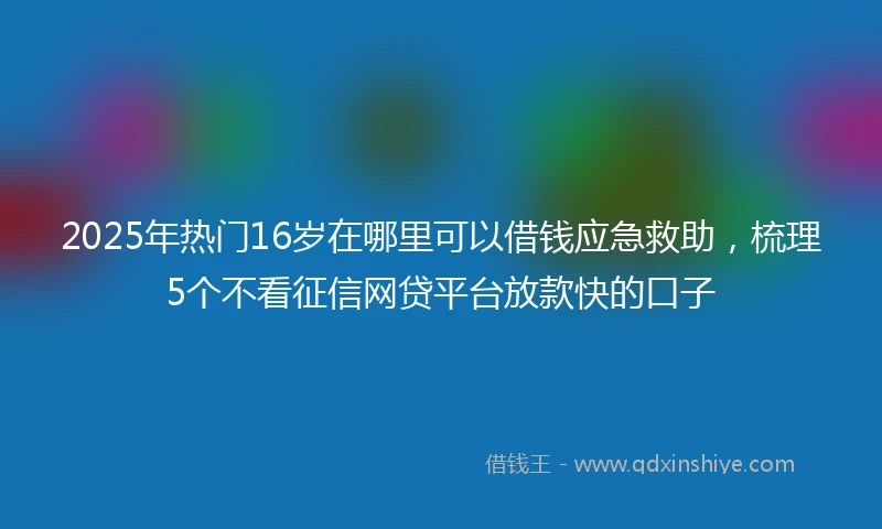 2025年热门16岁在哪里可以借钱应急救助，梳理5个不看征信网贷平台放款快的口子