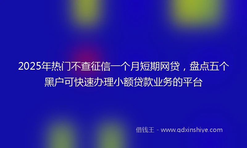 2025年热门不查征信一个月短期网贷，盘点五个黑户可快速办理小额贷款业务的平台