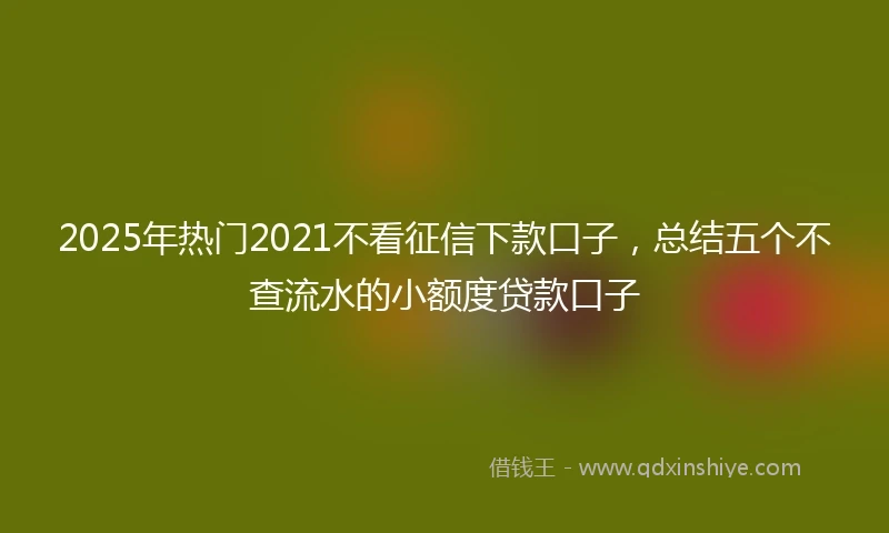 2025年热门2021不看征信下款口子，总结五个不查流水的小额度贷款口子