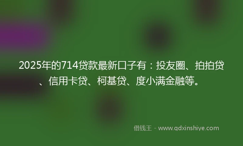 2025年的714贷款最新口子有：投友圈、拍拍贷、信用卡贷、柯基贷、度小满金融等。