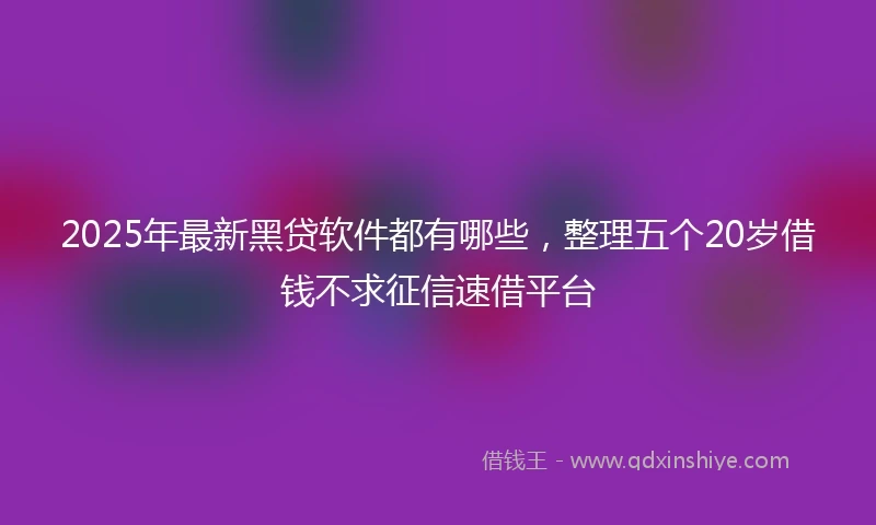 2025年最新黑贷软件都有哪些，整理五个20岁借钱不求征信速借平台