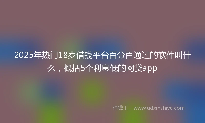 2025年热门18岁借钱平台百分百通过的软件叫什么，概括5个利息低的网贷app