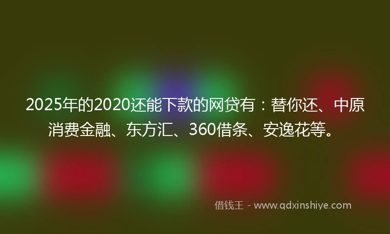 2025年的2020还能下款的网贷有：替你还、中原消费金融、东方汇、360借条、安逸花等。