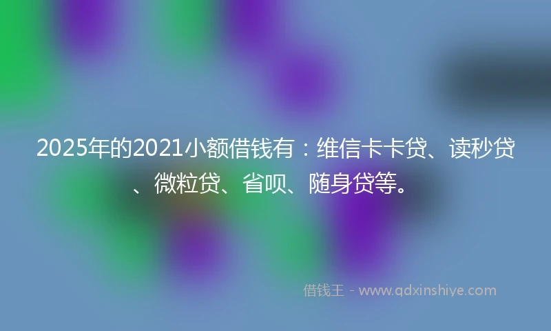 2025年的2021小额借钱有：维信卡卡贷、读秒贷、微粒贷、省呗、随身贷等。