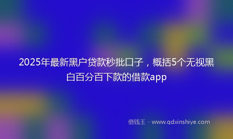 2025年最新黑户贷款秒批口子，概括5个无视黑白百分百下款的借款app