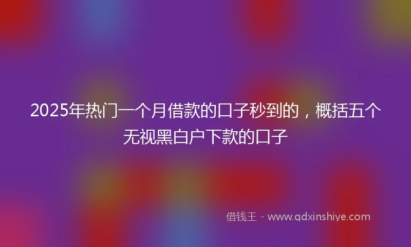 2025年热门一个月借款的口子秒到的，概括五个无视黑白户下款的口子