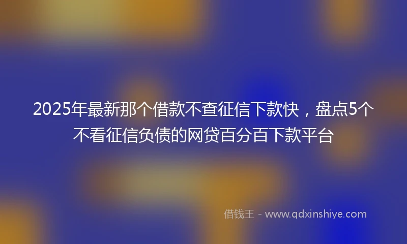2025年最新那个借款不查征信下款快，盘点5个不看征信负债的网贷百分百下款平台