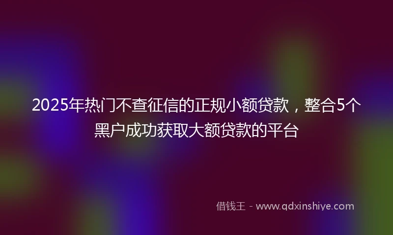 2025年热门不查征信的正规小额贷款，整合5个黑户成功获取大额贷款的平台