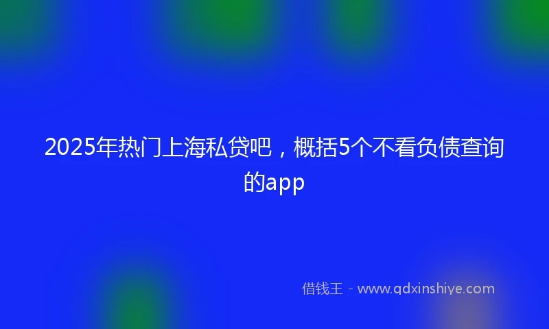 2025年热门上海私贷吧，概括5个不看负债查询的app