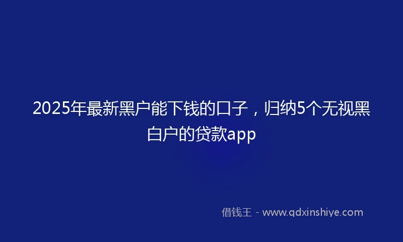 2025年最新黑户能下钱的口子，归纳5个无视黑白户的贷款app
