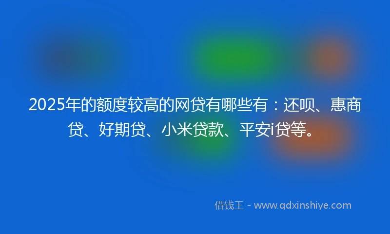 2025年的额度较高的网贷有哪些有：还呗、惠商贷、好期贷、小米贷款、平安i贷等。