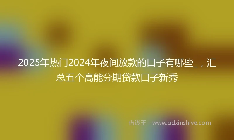 2025年热门2024年夜间放款的口子有哪些_，汇总五个高能分期贷款口子新秀