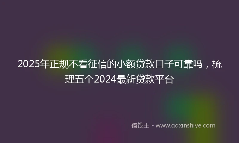 2025年正规不看征信的小额贷款口子可靠吗，梳理五个2024最新贷款平台