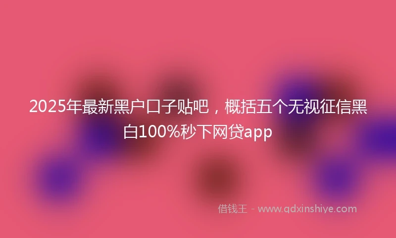 2025年最新黑户口子贴吧，概括五个无视征信黑白100%秒下网贷app