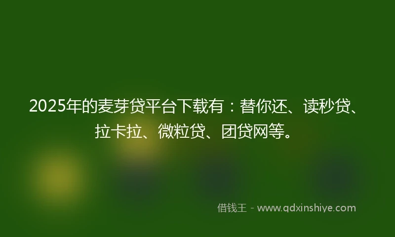 2025年的麦芽贷平台下载有：替你还、读秒贷、拉卡拉、微粒贷、团贷网等。