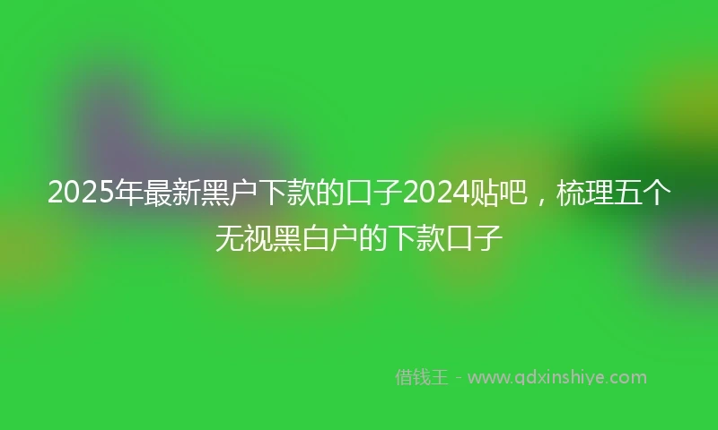 2025年最新黑户下款的口子2024贴吧，梳理五个无视黑白户的下款口子