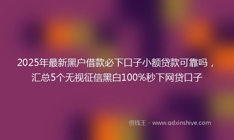 2025年最新黑户借款必下口子小额贷款可靠吗，汇总5个无视征信黑白100%秒下网贷口子