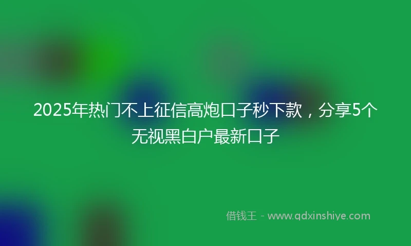 2025年热门不上征信高炮口子秒下款，分享5个无视黑白户最新口子