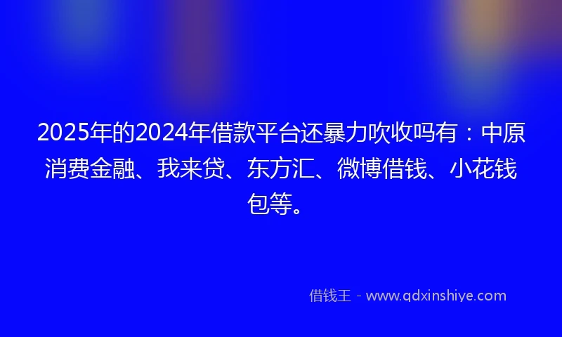 2025年的2024年借款平台还暴力吹收吗有：中原消费金融、我来贷、东方汇、微博借钱、小花钱包等。