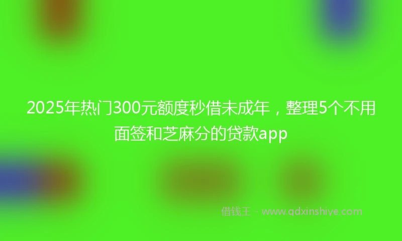 2025年热门300元额度秒借未成年，整理5个不用面签和芝麻分的贷款app