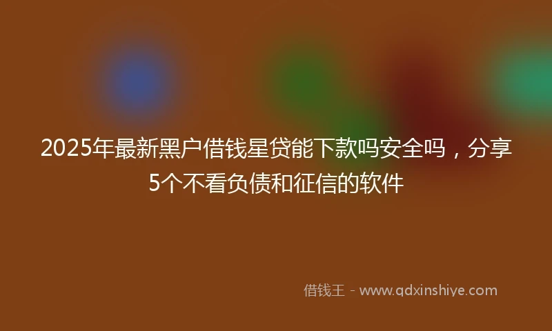 2025年最新黑户借钱星贷能下款吗安全吗，分享5个不看负债和征信的软件