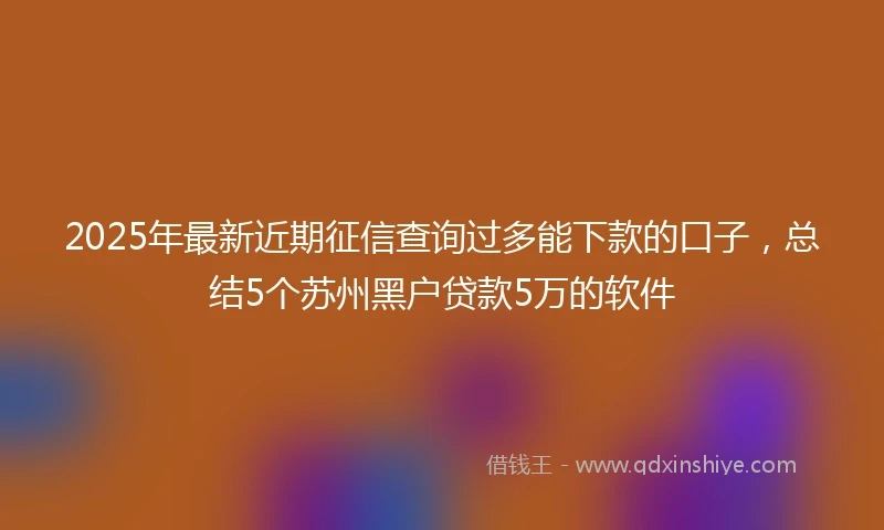 2025年最新近期征信查询过多能下款的口子，总结5个苏州黑户贷款5万的软件