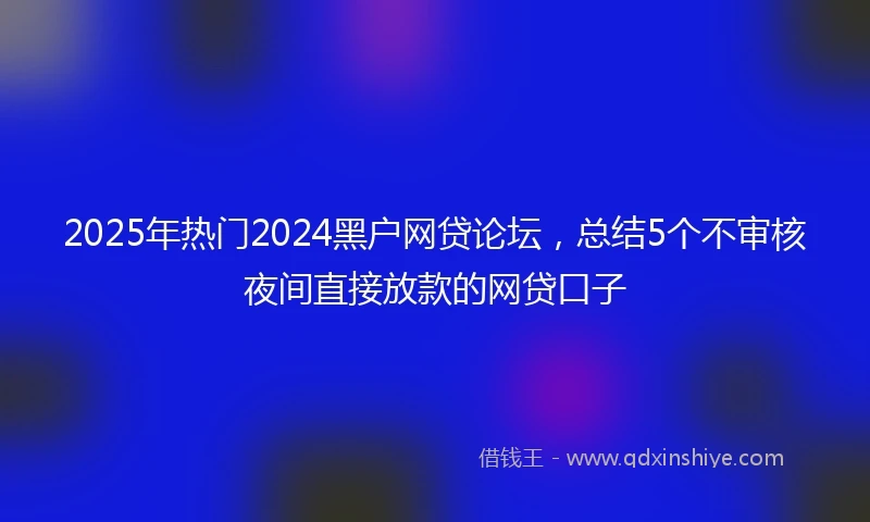 2025年热门2024黑户网贷论坛，总结5个不审核夜间直接放款的网贷口子