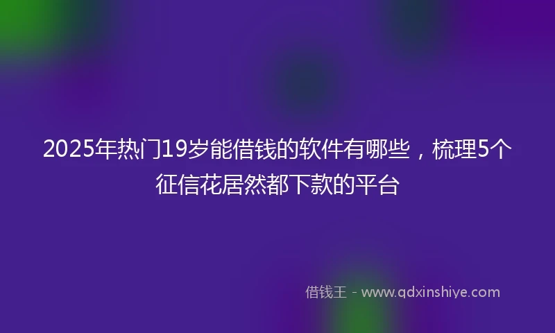 2025年热门19岁能借钱的软件有哪些，梳理5个征信花居然都下款的平台