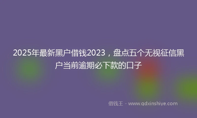 2025年最新黑户借钱2023，盘点五个无视征信黑户当前逾期必下款的口子
