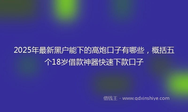 2025年最新黑户能下的高炮口子有哪些，概括五个18岁借款神器快速下款口子